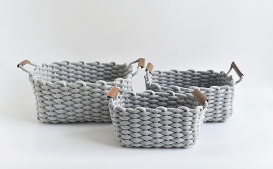 New-Handmade (Gray) Woven Seagrass Storage Basket