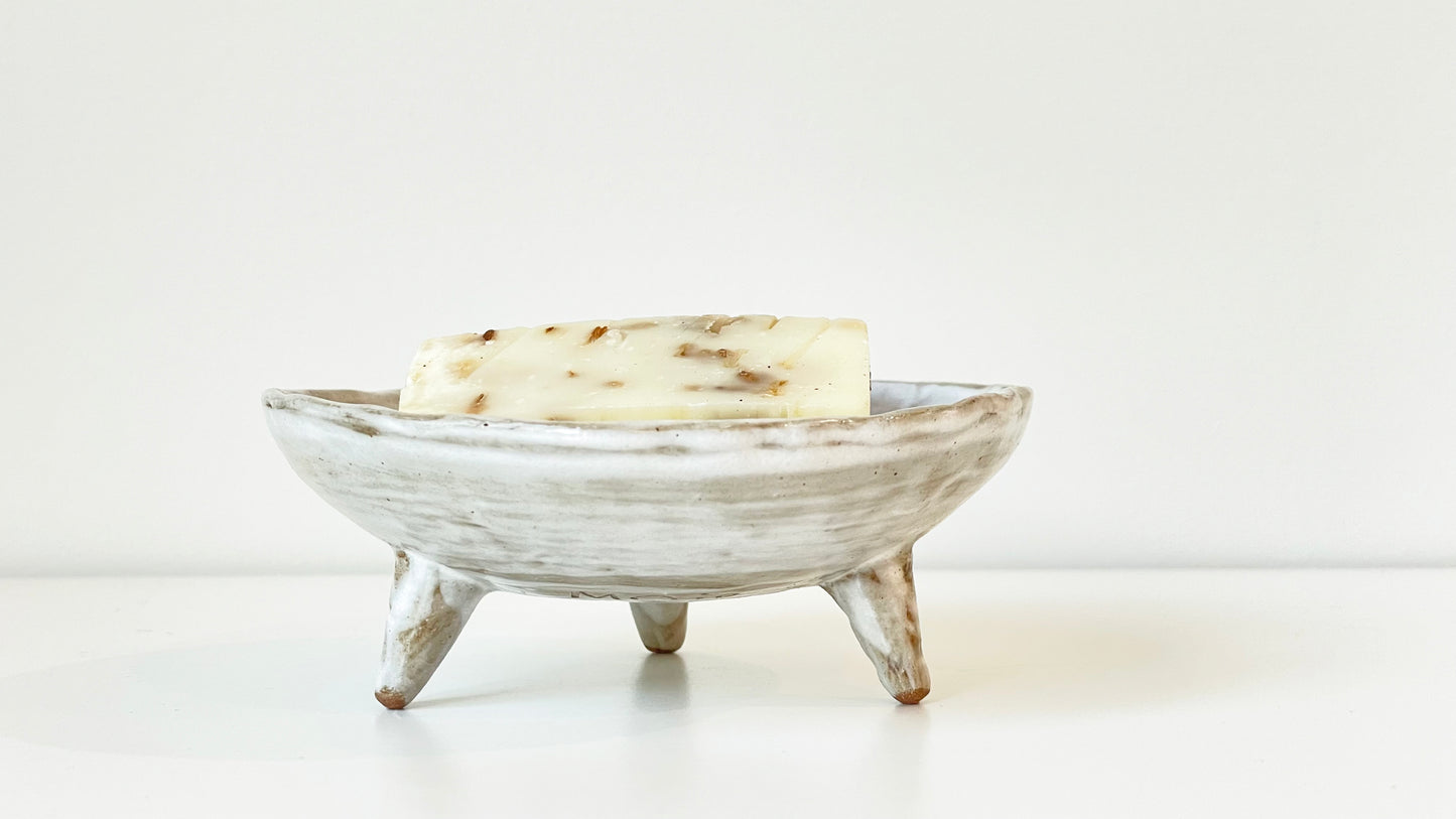 Mini Ceramic Soap Dish With Three Legs